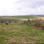 Andrzejówka - Klin 2014-04-06, Łączka na przedpolu. Niestety krowy trochę ozdabiają zieleń trawy.